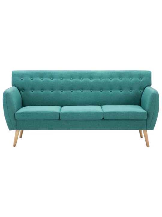 Trivietė sofa, audinio apmušalas, 172x70x82cm, žalia