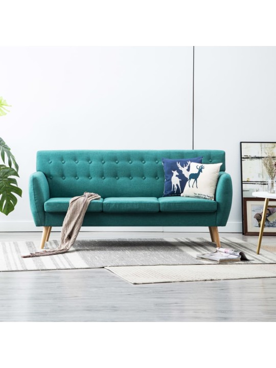 Trivietė sofa, audinio apmušalas, 172x70x82cm, žalia