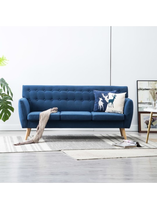 Trivietė sofa, audinio apmušalas, 172x70x82cm, mėlyna