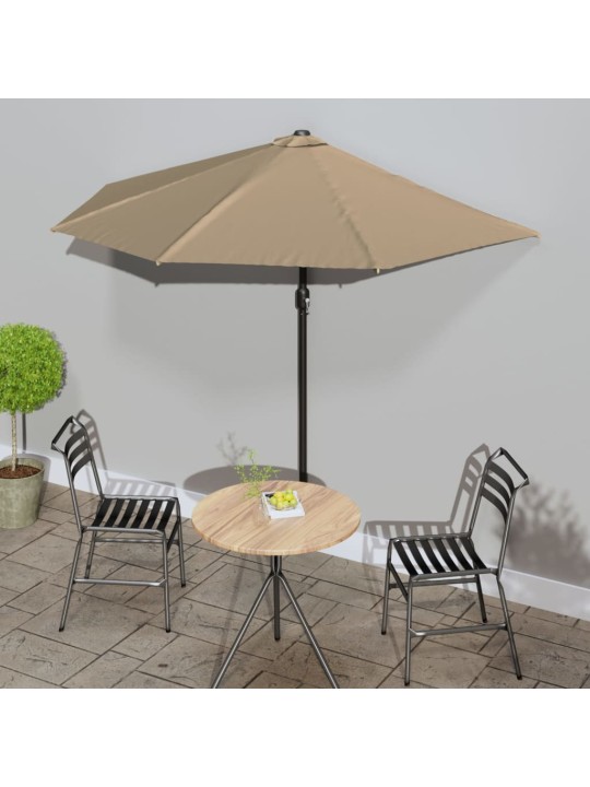 Balkono skėtis su aliuminio stulpu, taupe, 270x144cm, pusinis