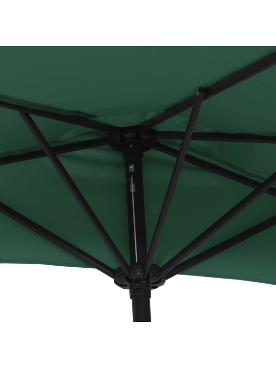Balkono skėtis su aliuminio stulpu, žalias, 300x155cm, pusinis
