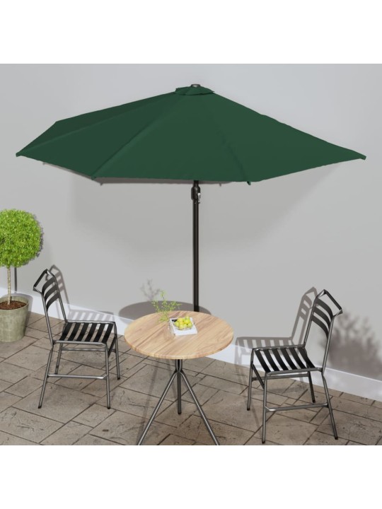 Balkono skėtis su aliuminio stulpu, žalias, 300x155cm, pusinis