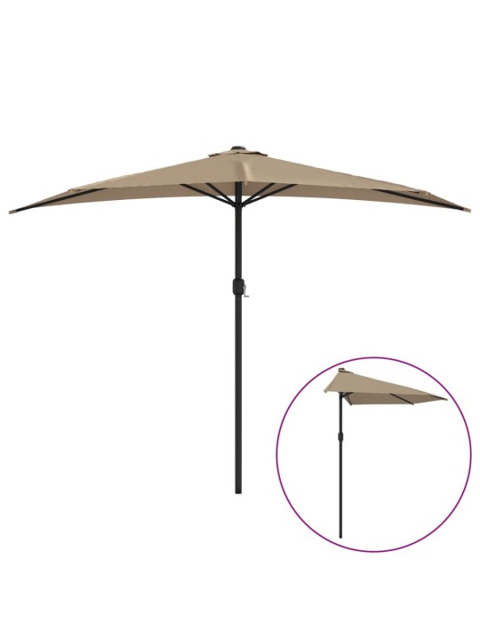 Balkono skėtis su aliuminio stulpu, taupe, 300x155cm, pusinis