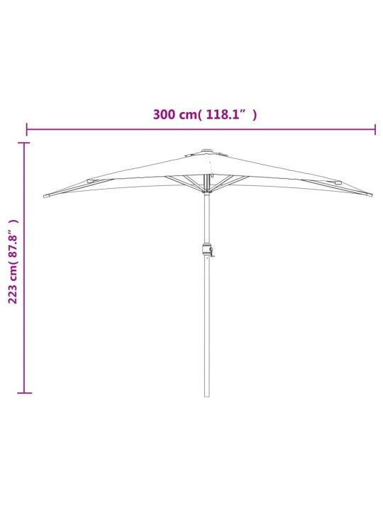 Balkono skėtis su aliuminio stulpu, taupe, 300x155cm, pusinis