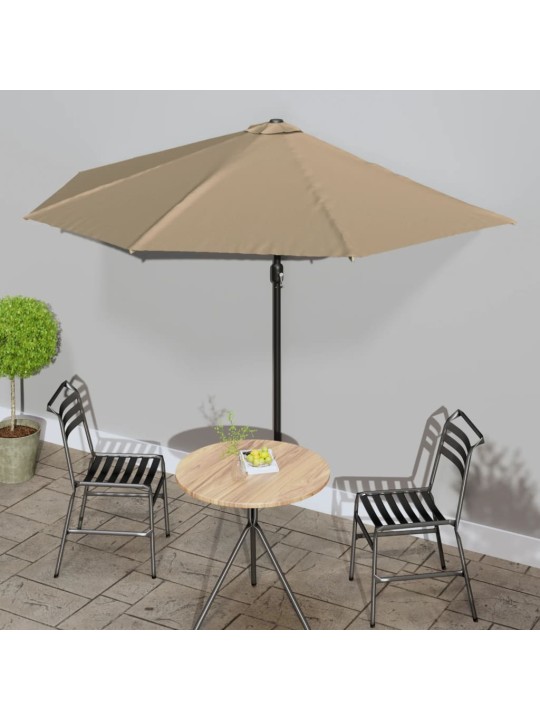 Balkono skėtis su aliuminio stulpu, taupe, 300x155cm, pusinis