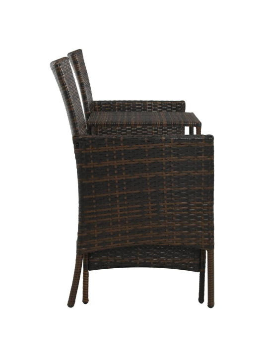 Dvivietė sodo sofa su arbatiniu staliuku, ruda, poliratanas