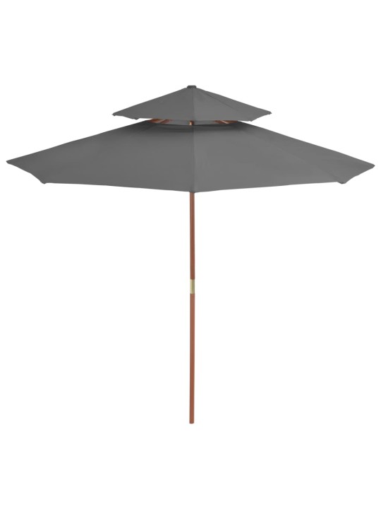 Dvig. stog. lauko skėtis su med. stulp., 270cm, antracito sp.