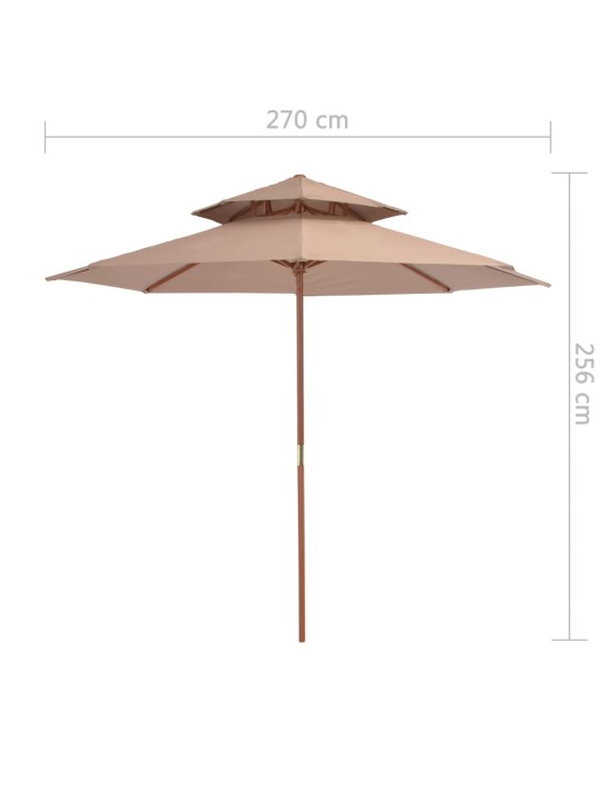 Dvig. stog. lauko skėtis su med. stulp., 270cm, taupe sp.