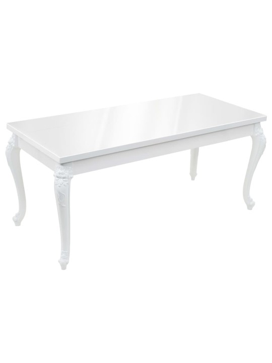 Valgomojo stalas, baltas, 179x89x81 cm, labai blizgus