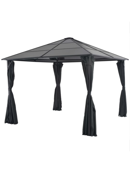 Pavėsinė su užuolaidomis, aliuminis, 3x3m, juoda