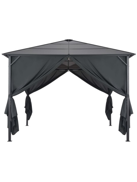 Pavėsinė su užuolaidomis, aliuminis, 3x3m, juoda