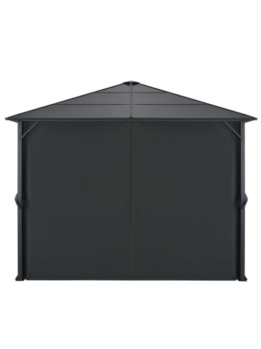 Pavėsinė su užuolaidomis, aliuminis, 3x3m, juoda