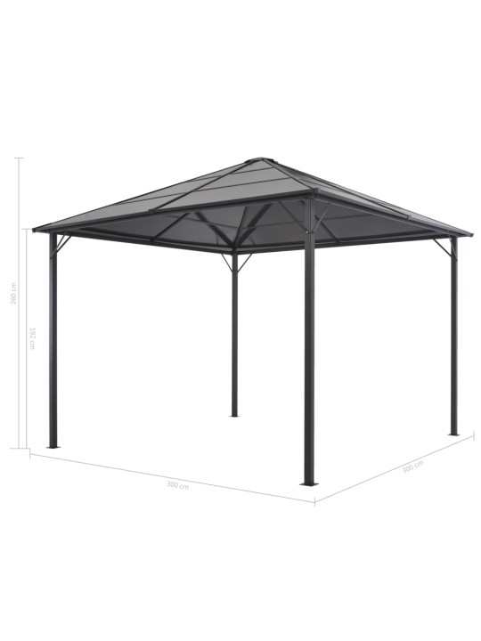 Pavėsinė su stogu, juoda, 3x3m, aliuminis