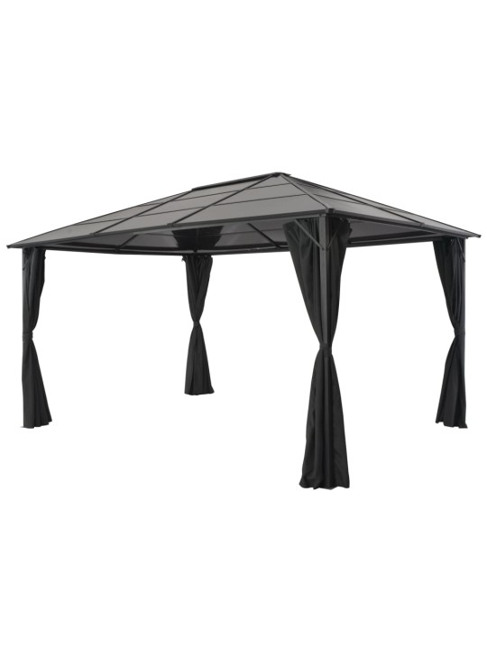 Pavėsinė su užuolaidomis, aliuminis, 4x3x2,6 m, juoda