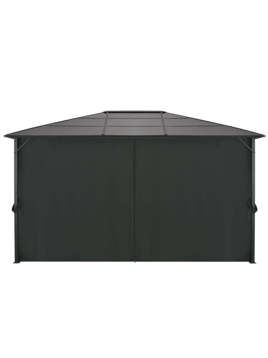 Pavėsinė su užuolaidomis, aliuminis, 4x3x2,6 m, juoda