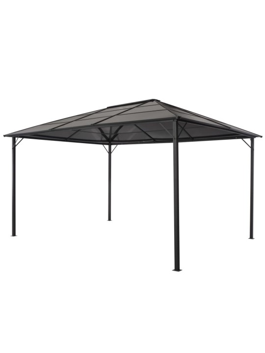 Pavėsinė su stogu, juoda, 4x3x2,6 m, aliuminis