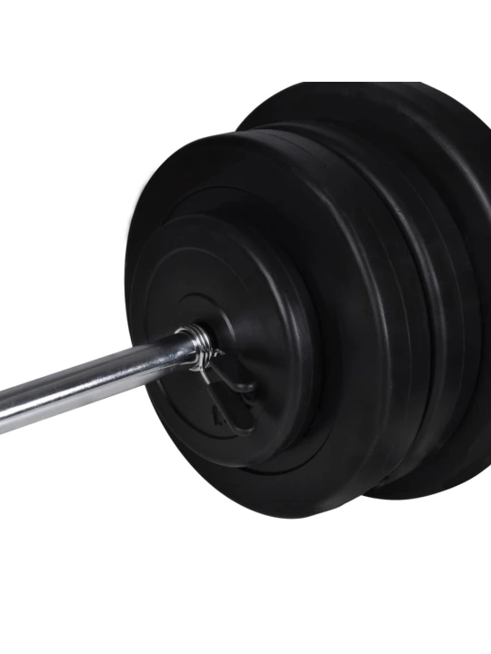 Treniruočių suoliukas su štanga ir hantelių rinkiniu, 60,5kg