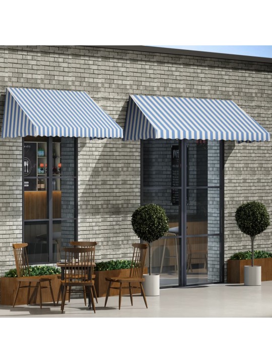 Bistro markizė, mėlynos ir baltos spalvos, 400x120cm