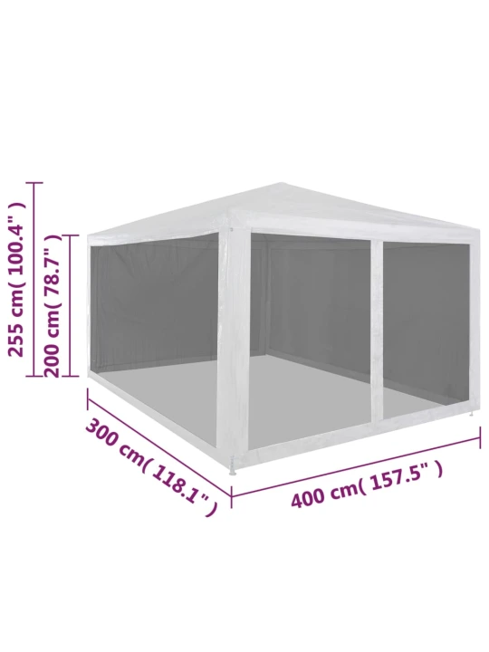 Proginė palapinė su 4 tinklinėmis šoninėmis sienelėmis, 4x3m