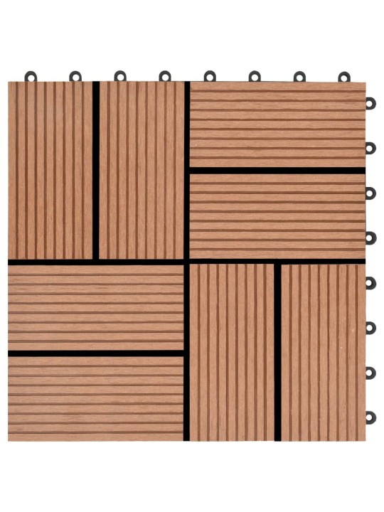 Grindų plytelės, 11 vnt., rudos, 30x30 cm, 1m², WPC