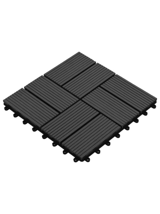 Grindų plytelės, 11vnt., juodos spalvos, 30x30cm, 1m², WPC