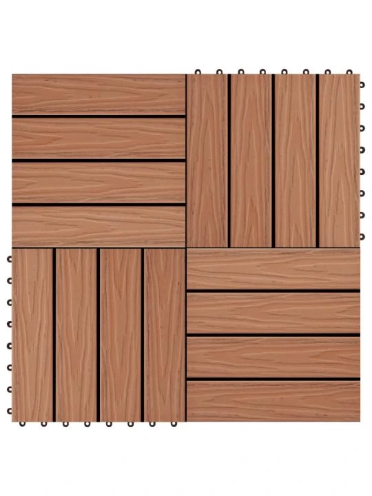 Grindų plyt., 11vnt., gil. įsp., WPC, 30x30cm, 1m², šv. rud.