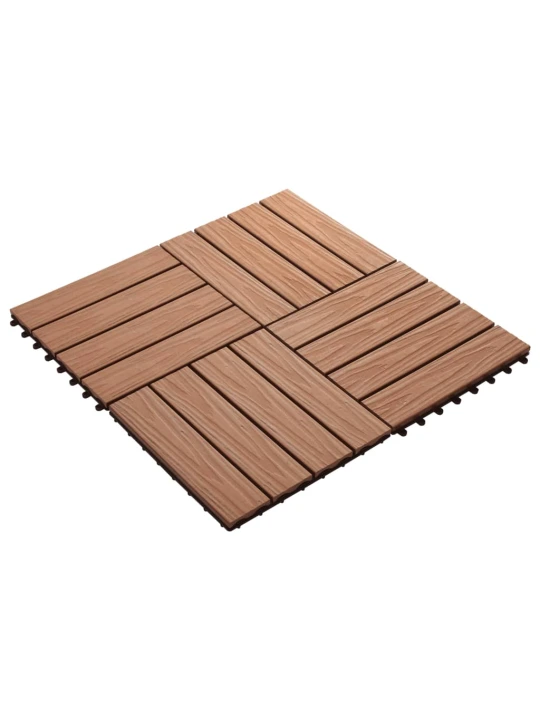 Grindų plyt., 11vnt., gil. įsp., WPC, 30x30cm, 1m², šv. rud.