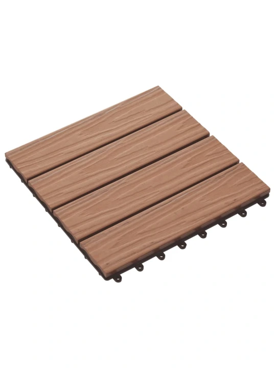 Grindų plyt., 11vnt., gil. įsp., WPC, 30x30cm, 1m², šv. rud.