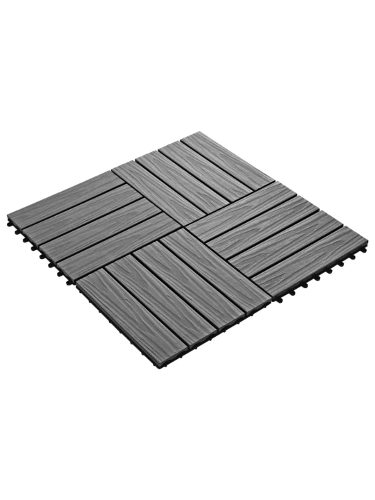 Grindų plyt., 11vnt., gil. įsp., WPC, 30x30cm, 1m², pilk.