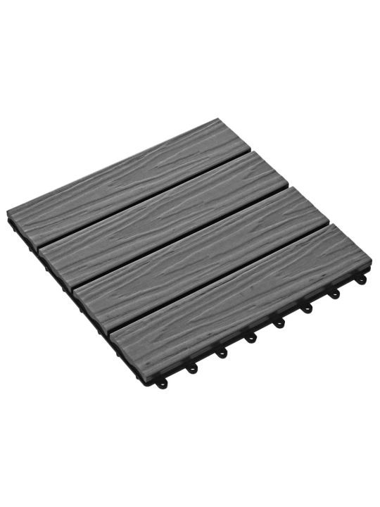 Grindų plyt., 11vnt., gil. įsp., WPC, 30x30cm, 1m², pilk.