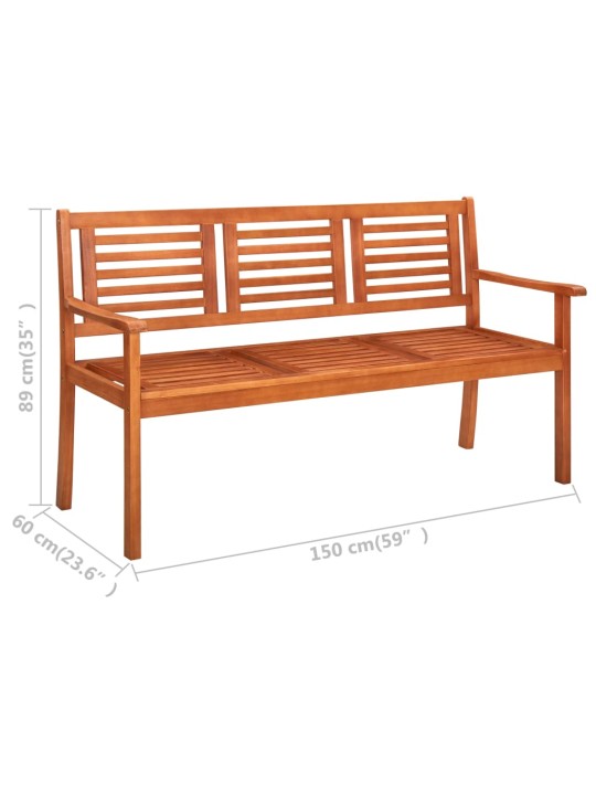 Sodo suoliukas, 150 cm, trivietis, eukalipto medienos masyvas