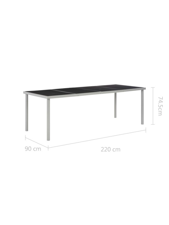 Sodo stalas, juodas, 220x90x74,5cm, plienas