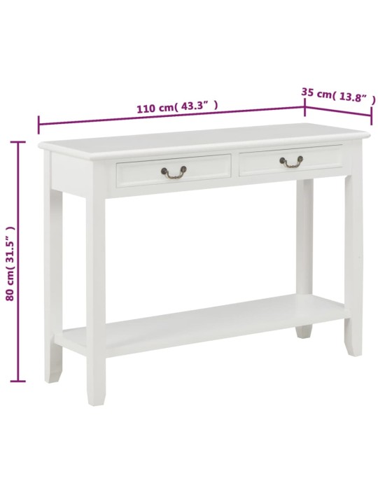 Konsolinis staliukas, baltos sp., 110x35x80cm, mediena
