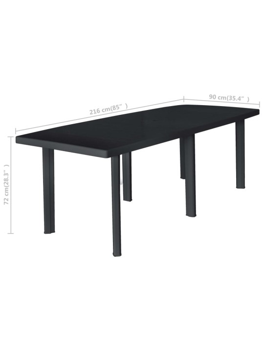 Sodo stalas, antracito spalvos, 216x90x72cm, plastikas