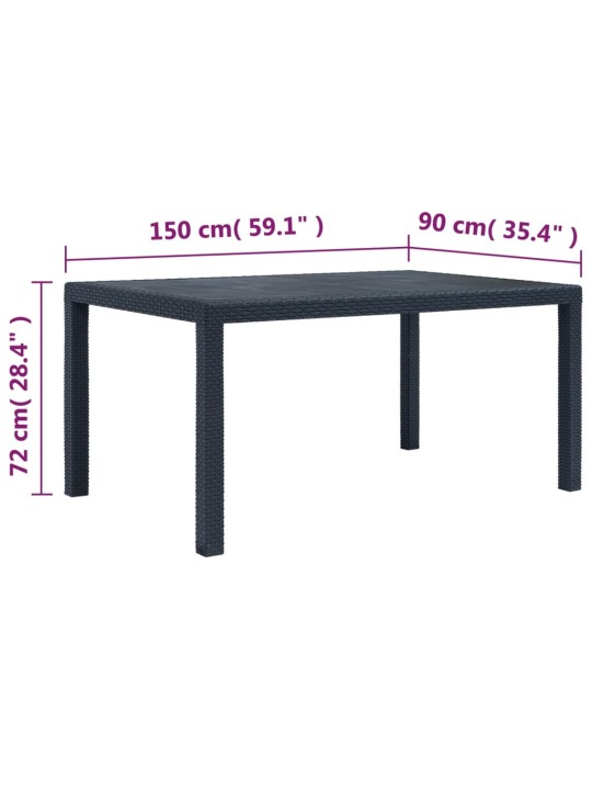 Sodo stalas, antracito sp., 150x90x72 cm, plastikas, rat. imit.