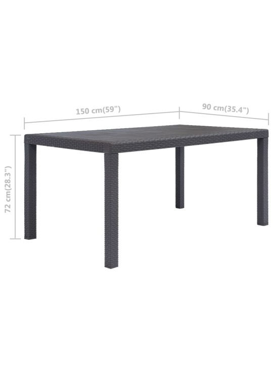 Sodo stalas, rudos sp., 150x90x72 cm, plastikas, rat. imit.