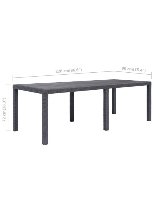 Sodo stalas, rudos sp., 220x90x72 cm, plastikas, rat. imit.