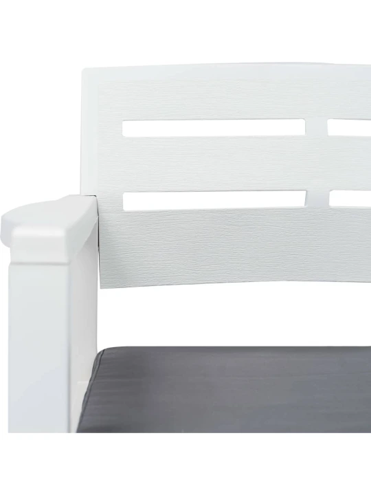 Dvivietis sodo suoliukas su pag., baltos sp., 133cm, plastikas