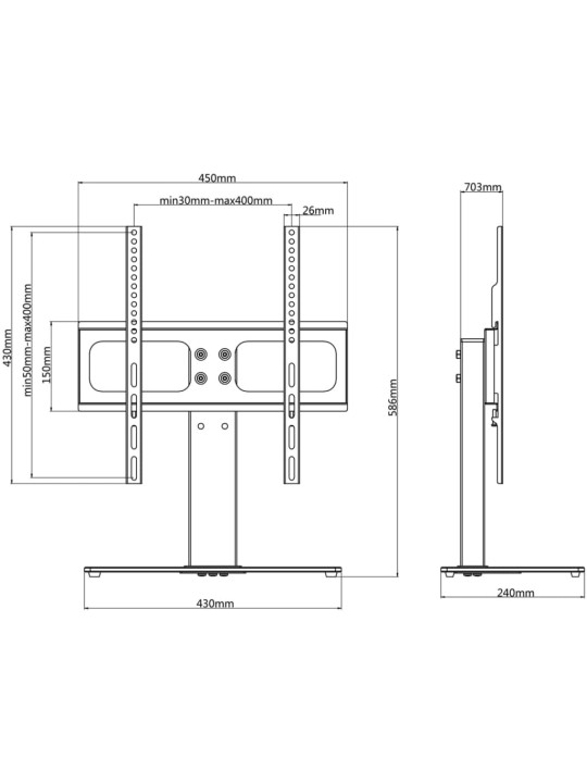 Pastatomas televizoriaus laikiklis 26-42 colių ekranui, 30kg