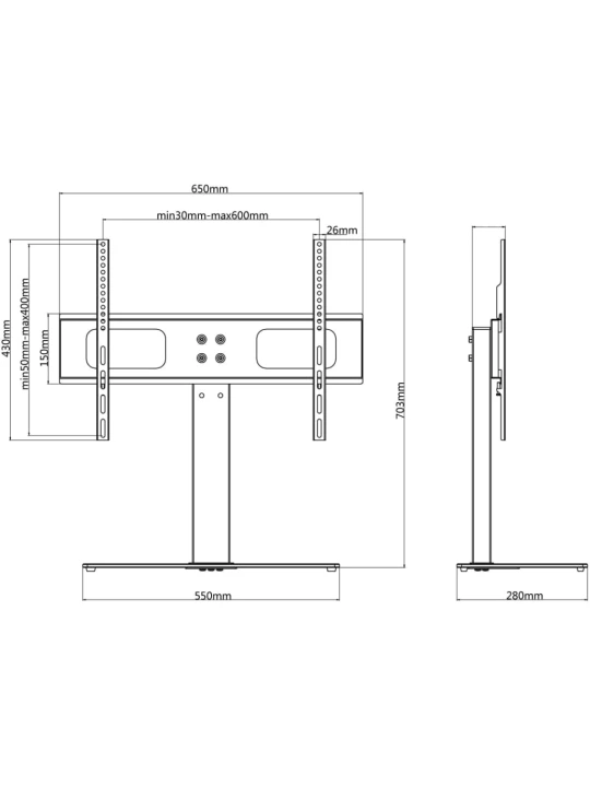 Pastatomas televizoriaus laikiklis 37-55 colių ekranui, 40kg