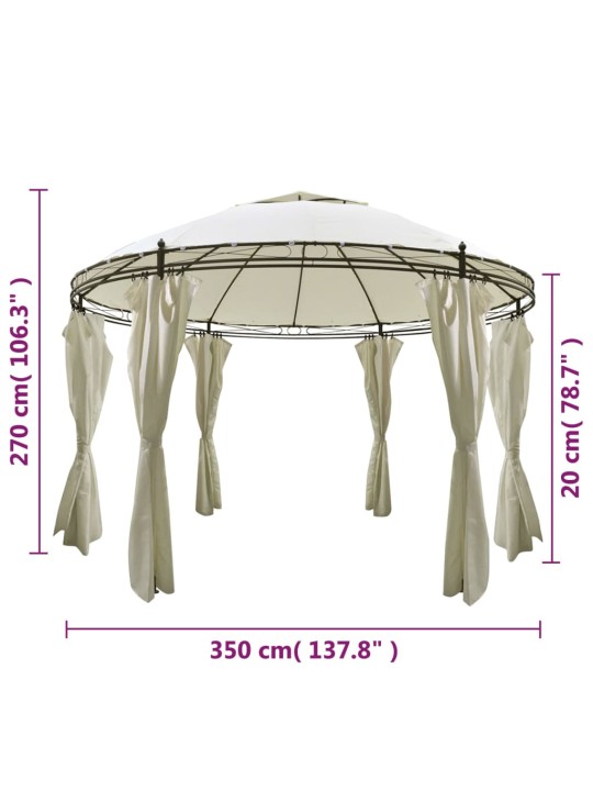 Sodo pavėsinė su užuolaidomis, apvali, 3,5 x 2,7 m