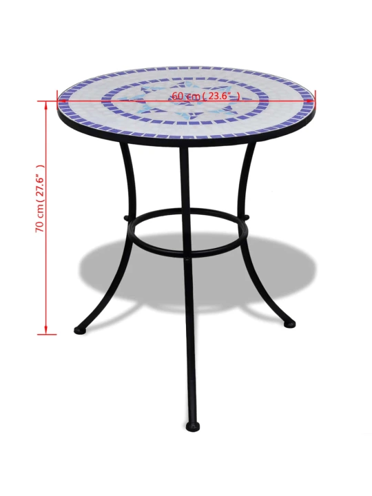 Bistro staliukas, mėlynos ir baltos sp., 60cm, mozaikos raštas