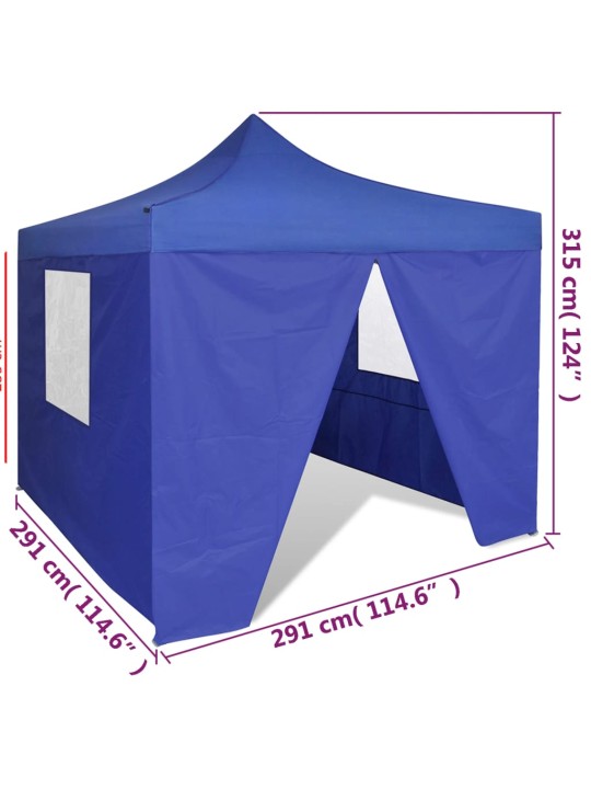 Sulankstomas paviljonas, mėlynas, 3 x 3 m, 4 sienelės