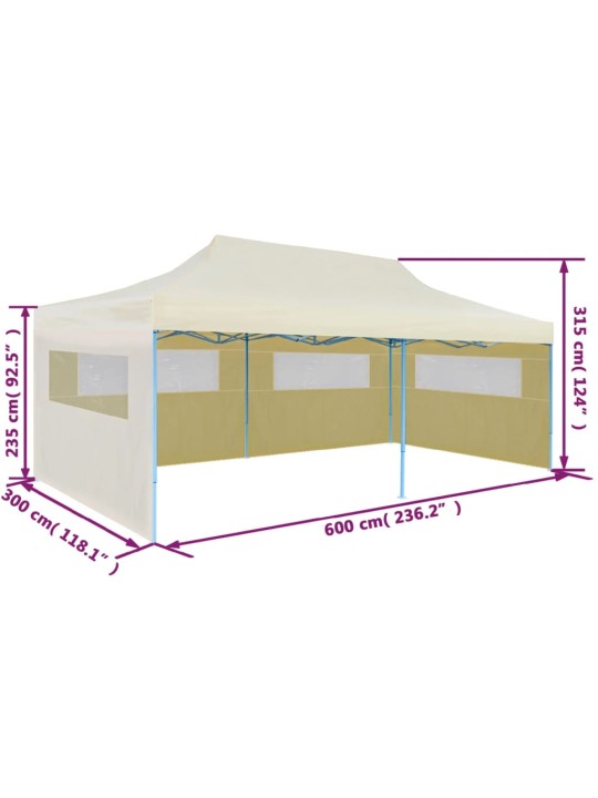 Sulankstoma proginė palapinė 3 x 6 m, kremo spalvos