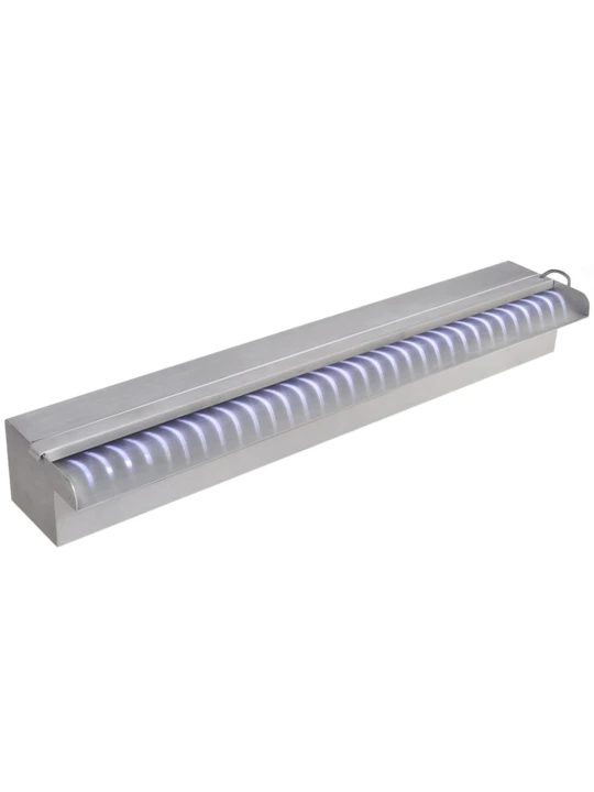 Baseino fontanas su LED, 60cm, stačiak. formos, nerūdijantis plienas