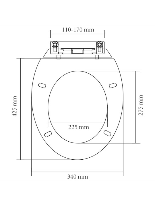 Klozeto sėdynė su Soft Close mechanizmu, ovalo formos
