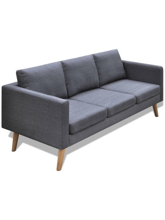 Trivietė sofa, audinys, tamsiai pilka