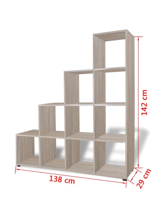 Knygų lentyna, laiptų forma, 142cm, ąžuolo sp.