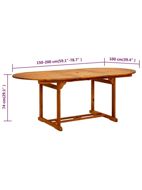 Sodo stalas, 200x100x75 cm, akacijos medienos masyvas