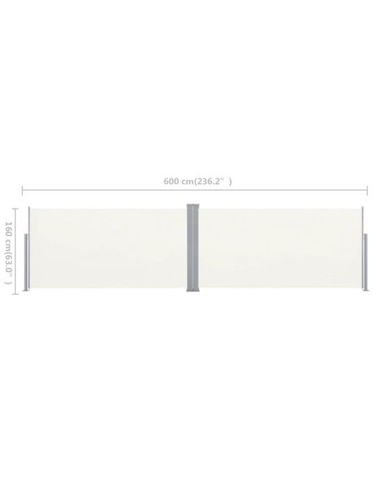 Suskleidžiama Šoninė Pertvara, 160 x 600 cm, Kreminės Spalvos